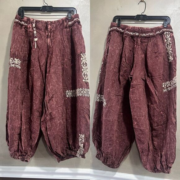 Anthropologie Embroidered Parachute Pants - Picture 4 of 9